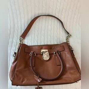 Michael Kors Tan Leather Shoulder Bag with Gold Accents